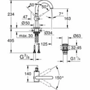 Смеситель для раковины GROHE Atrio, хром (32043003) Смеситель для раковины GROHE Atrio, хром (32043003)