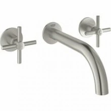 Внешняя часть смесителя для раковины GROHE Atrio настенного монтажа на 3 отверстия, двухвентильный, суперсталь (20164DC3)