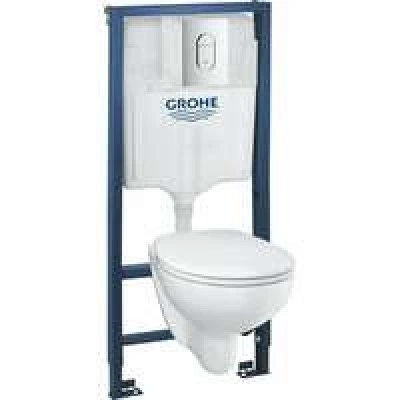 Набор GROHE Solido 5-в-1: подвесной унитаз с крышкой + система инсталляции с панелью смыва Arena Cosmopolitan (39418000) Набор GROHE Solido 5-в-1: подвесной унитаз с крышкой + система инсталляции с панелью смыва Arena Cosmopolitan (39418000)
