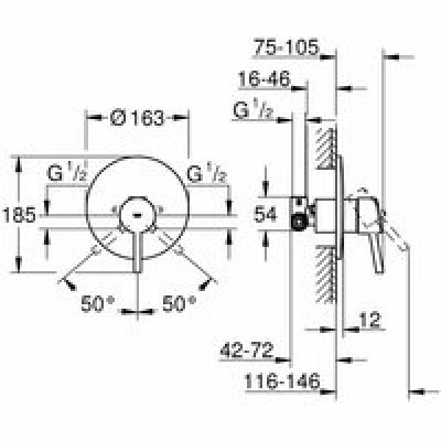 Смеситель для душа GROHE Concetto в комплекте с монтажной частью, хром (32213001) Смеситель для душа GROHE Concetto в комплекте с монтажной частью, хром (32213001)