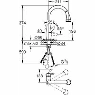 Смеситель для кухни GROHE Parkfield с вытяжным изливом, хром (30215001) Смеситель для кухни GROHE Parkfield с вытяжным изливом, хром (30215001)