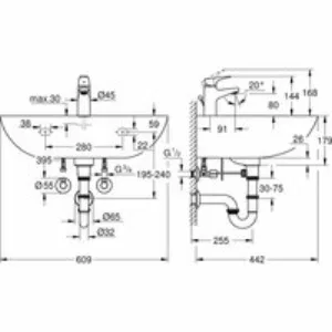 Набор GROHE Bau Ceramic: раковина со смесителем Start Flow (39472000) Набор GROHE Bau Ceramic: раковина со смесителем Start Flow (39472000)