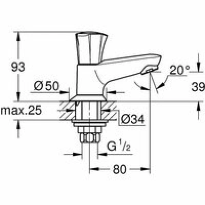 Кран для раковины GROHE Costa L, без функции смешивания, хром (20404001) Кран для раковины GROHE Costa L, без функции смешивания, хром (20404001)