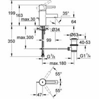 Смеситель для раковины GROHE Essence с донным клапаном, хром (33562000) Смеситель для раковины GROHE Essence с донным клапаном, хром (33562000)