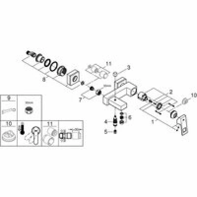 Смеситель для ванны GROHE Eurocube, хром (23140000) Смеситель для ванны GROHE Eurocube, хром (23140000)