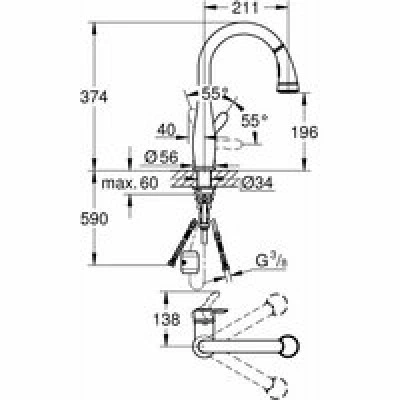 Смеситель для кухни GROHE Parkfield с вытяжным изливом, суперсталь (30215DC1) Смеситель для кухни GROHE Parkfield с вытяжным изливом, суперсталь (30215DC1)