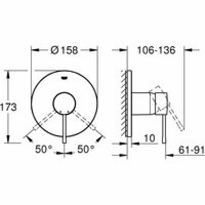 Внешняя часть смесителя для душа GROHE Essence, темный графит матовый (24057AL1) Внешняя часть смесителя для душа GROHE Essence, темный графит матовый (24057AL1)