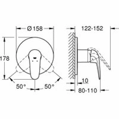Внешняя часть смесителя для душа GROHE Eurostyle, хром (24046003) Внешняя часть смесителя для душа GROHE Eurostyle, хром (24046003)