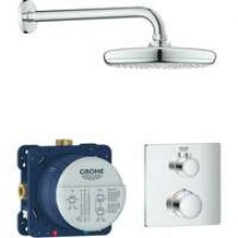 Набор для комплектации душа GROHE Grohtherm: встраиваемый термостатический смеситель с переключателем верхний-ручной душ, квадратная розетка, верхний душ Tempesta 210 с кронштейном, хром (34728000)