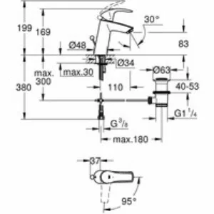 Смеситель для раковины GROHE Eurosmart, M-size, хром (2339310E) Смеситель для раковины GROHE Eurosmart, M-size, хром (2339310E)