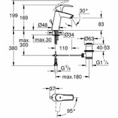 Смеситель для раковины GROHE Eurosmart, M-size, хром (2339310E) Смеситель для раковины GROHE Eurosmart, M-size, хром (2339310E)