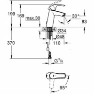 Смеситель для раковины GROHE Eurosmart, M-size, хром (2339410E) Смеситель для раковины GROHE Eurosmart, M-size, хром (2339410E)