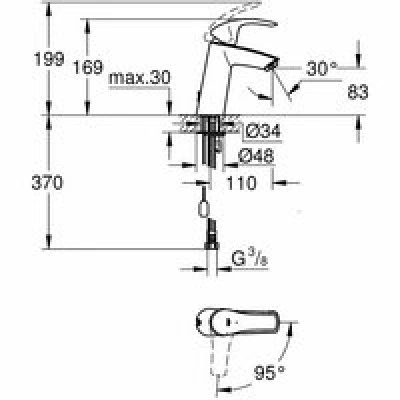 Смеситель для раковины GROHE Eurosmart, M-size, хром (2339410E) Смеситель для раковины GROHE Eurosmart, M-size, хром (2339410E)