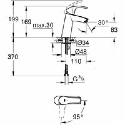 Смеситель для раковины GROHE Eurosmart, M-size, хром (2339510E) Смеситель для раковины GROHE Eurosmart, M-size, хром (2339510E)