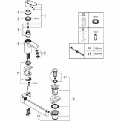 Смеситель для раковины GROHE Eurosmart Cosmopolitan с донным клапаном и ограничением расхода воды, хром (3282500E) Смеситель для раковины GROHE Eurosmart Cosmopolitan с донным клапаном и ограничением расхода воды, хром (3282500E)