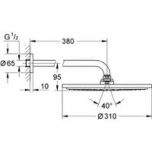 Верхний душ GROHE Rainshower с душевым кронштейном, 1 режим, темный графит матовый, (26066AL0) Верхний душ GROHE Rainshower с душевым кронштейном, 1 режим, темный графит матовый, (26066AL0)