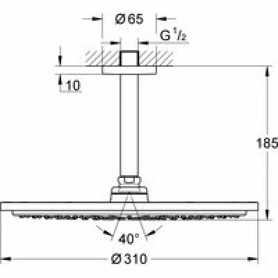 Верхний душ GROHE Rainshower Cosmopolitan 310, 8 л/мин, 1 режим, 142 мм, темный графит матовый (26067AL0) Верхний душ GROHE Rainshower Cosmopolitan 310, 8 л/мин, 1 режим, 142 мм, темный графит матовый (26067AL0)