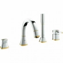 Смеситель для ванны GROHE Grandera на 4 отверстия, на край ванны, хром/золото (19936IG0)