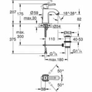 Смеситель для раковины GROHE Grandera с донным клапаном, хром (23303000) Смеситель для раковины GROHE Grandera с донным клапаном, хром (23303000)