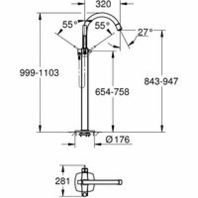 Внешняя часть смесителя для ванны GROHE Grandera напольного монтажа, хром/золото (23318IG0) Внешняя часть смесителя для ванны GROHE Grandera напольного монтажа, хром/золото (23318IG0)