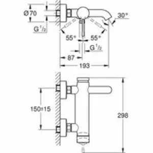 Смеситель для ванны GROHE Essence, никель глянец (33624BE1) Смеситель для ванны GROHE Essence, никель глянец (33624BE1)