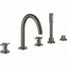 Смеситель для ванны GROHE Atrio двухвентильный, на 5 отверстий, на край ванны, темный графит матовый (19923AL3)