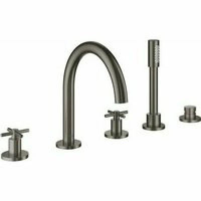 Смеситель для ванны GROHE Atrio двухвентильный, на 5 отверстий, на край ванны, темный графит матовый (19923AL3)