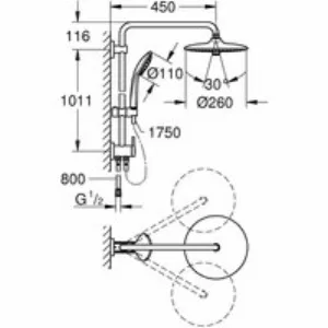 Душевая система GROHE Euphoria 260 со смесителем для ванны, хром (NB0054) Душевая система GROHE Euphoria 260 со смесителем для ванны, хром (NB0054)