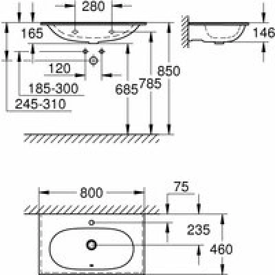 Раковина накладная, GROHE Essence Ceramic, 80 см, альпин-белый, (3956700H) Раковина накладная, GROHE Essence Ceramic, 80 см, альпин-белый, (3956700H)