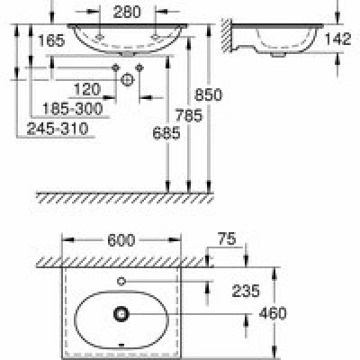 Раковина GROHE Essence Ceramic 60 см, альпин-белый (3956800H) Раковина GROHE Essence Ceramic 60 см, альпин-белый (3956800H)