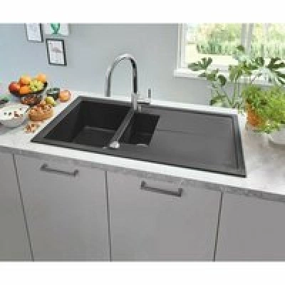 Мойка GROHE K400 с 1,5 чашей, 1000 x 500 мм, черный гранит (31642AP0) Мойка GROHE K400 с 1,5 чашей, 1000 x 500 мм, черный гранит (31642AP0)