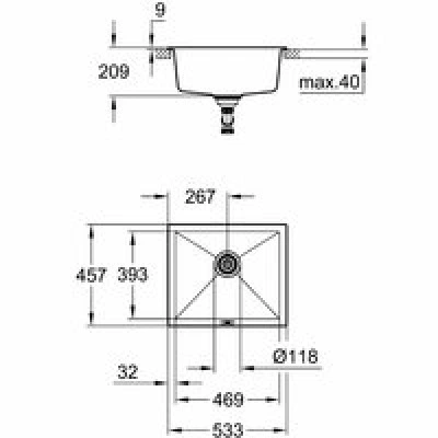 Мойка GROHE K700U с одной чашей, 533 x 457 мм, серый гранит (31654AT0) Мойка GROHE K700U с одной чашей, 533 x 457 мм, серый гранит (31654AT0)