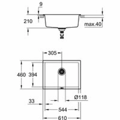 Мойка GROHE K700U с одной чашей, 610 x 460 мм, серый гранит (31655AT0) Мойка GROHE K700U с одной чашей, 610 x 460 мм, серый гранит (31655AT0)