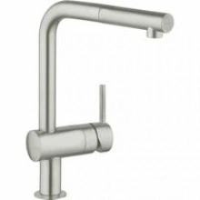 Смеситель для кухни GROHE Minta с вытяжным L-изливом, суперсталь (32168DC0)