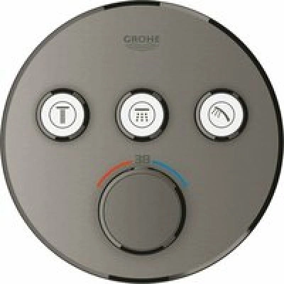 Внешняя часть термостата для душа GROHE Grohtherm SmartControl на 3 потребителя, круглая, темный графит матовый (29121AL0) Внешняя часть термостата для душа GROHE Grohtherm SmartControl на 3 потребителя, круглая, темный графит матовый (29121AL0)