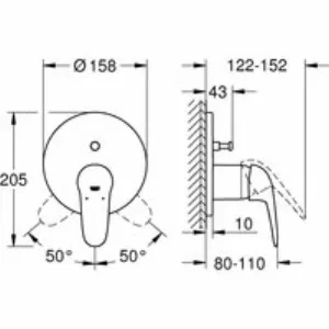 Внешняя часть смесителя для ванны GROHE Eurostyle Solid, белая луна (24047LS3) Внешняя часть смесителя для ванны GROHE Eurostyle Solid, белая луна (24047LS3)