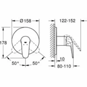 Внешняя часть смесителя для душа GROHE Eurostyle скрытого монтажа, белая луна (24046LS3) Внешняя часть смесителя для душа GROHE Eurostyle скрытого монтажа, белая луна (24046LS3)