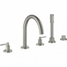 Смеситель для ванны GROHE Atrio двухвентильный, на 5 отверстий, на край ванны, суперсталь (19922DC3)