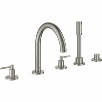 Смеситель для ванны GROHE Atrio двухвентильный, на 5 отверстий, на край ванны, суперсталь (19922DC3)