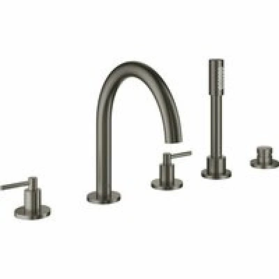 Смеситель для ванны GROHE Atrio двухвентильный, на 5 отверстий, на край ванны, темный графит матовый (19922AL3)