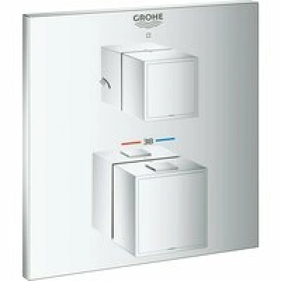 Внешняя часть термостата для душа GROHE Grohtherm Cube на 2 потребителя, хром (24154000) Внешняя часть термостата для душа GROHE Grohtherm Cube на 2 потребителя, хром (24154000)