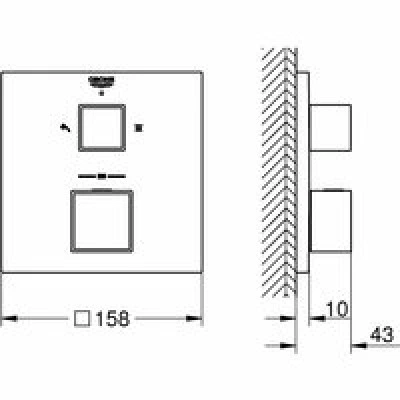 Внешняя часть термостата для душа GROHE Grohtherm Cube на 2 потребителя, хром (24154000) Внешняя часть термостата для душа GROHE Grohtherm Cube на 2 потребителя, хром (24154000)