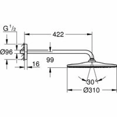 Верхний душ GROHE Rainshower Mono 310, 1 режим, 422 мм, хром (26557000) Верхний душ GROHE Rainshower Mono 310, 1 режим, 422 мм, хром (26557000)