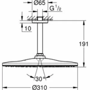 Верхний душ GROHE Rainshower 310 Mono с душевым кронштейном, 9,5 л/мин, 1 режим, 142 мм, хром (26559000) Верхний душ GROHE Rainshower 310 Mono с душевым кронштейном, 9,5 л/мин, 1 режим, 142 мм, хром (26559000)