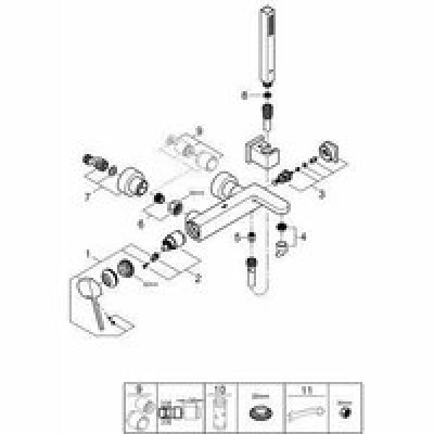 Смеситель для ванны GROHE Plus с душевым гарнитуром, хром (33547003) Смеситель для ванны GROHE Plus с душевым гарнитуром, хром (33547003)