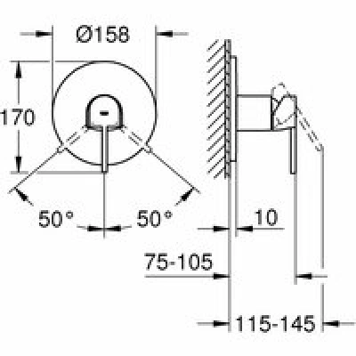 Внешняя часть смесителя для душа GROHE Plus, хром (24059003) Внешняя часть смесителя для душа GROHE Plus, хром (24059003)