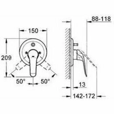 Внешняя часть смесителя для ванны GROHE Euroeco Special, хром (32785000) Внешняя часть смесителя для ванны GROHE Euroeco Special, хром (32785000)
