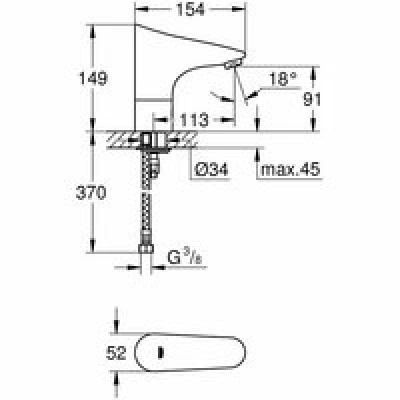 Кран для раковины GROHE Europlus E инфракрасный, без функции смешивания, хром (36208001) Кран для раковины GROHE Europlus E инфракрасный, без функции смешивания, хром (36208001)