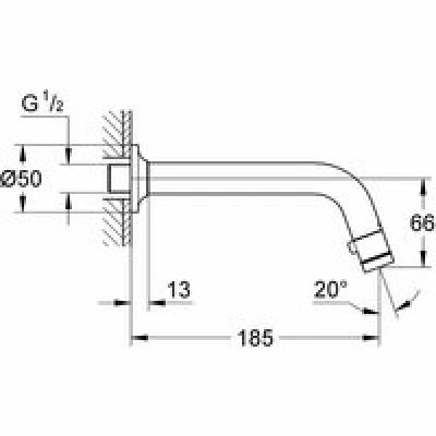 Кран для раковины GROHE Universal, без функции смешивания, хром (20203000) Кран для раковины GROHE Universal, без функции смешивания, хром (20203000)