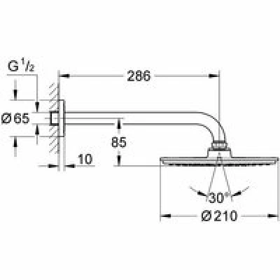 Верхний душ GROHE Rainshower Cosmopolitan 210, 8,5 л/мин, 1 режим, 286 мм, хром (26062000) Верхний душ GROHE Rainshower Cosmopolitan 210, 8,5 л/мин, 1 режим, 286 мм, хром (26062000)